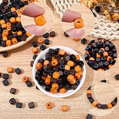 300Pcs 3 Colors Dyed Natural Wood Beads WOOD-SP0001-90-1