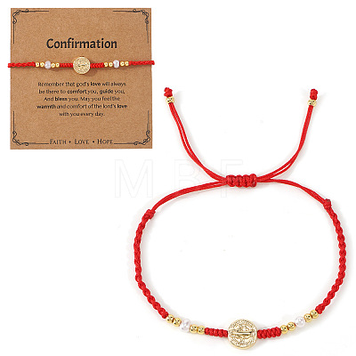 Brass Saint Medal Braided Bracelets EA4269-2-1