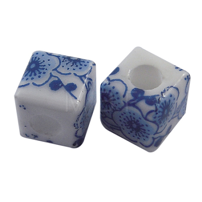 Handmade Blue and White Porcelain Beads X-CFF047Y-1