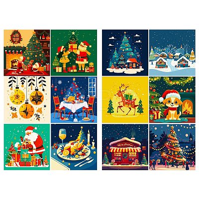 12Pcs Christmas Scrapbook Paper Pads DIY-P085-01B-1