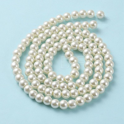Pearlized Glass Pearl Round Beads Strands X-HY-8D-B02-1