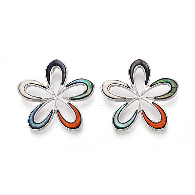 Alloy and Dyed Natural Paua Shell Pendants PALLOY-T093-05A-1