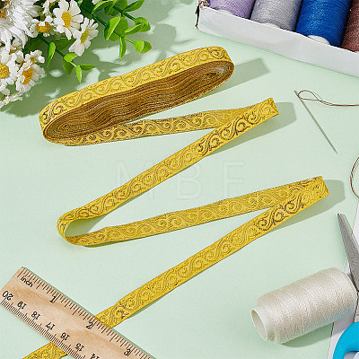 7M Polyester Jacquard Floral Ribbons SRIB-WH0011-136-1