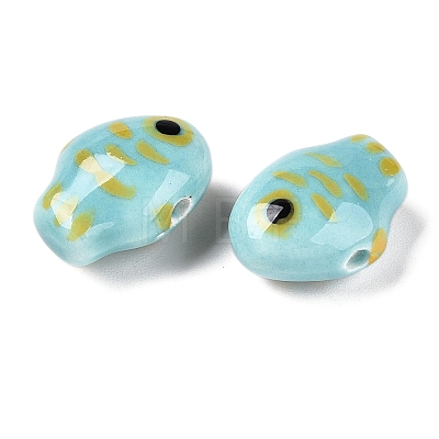 Handmade Printed Porcelain Beads Strand PORC-T133-02C-1