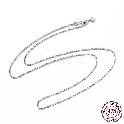 Rhodium Plated 925 Sterling Silver Wheat Chains Necklace for Women STER-I021-02C-P-1