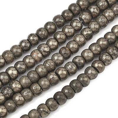 Natural Gold Pyrite/Golden Pyrite Beads Strands G-L647-D07-4x6mm-01-1