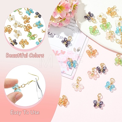 24Pcs 6 Styles Electroplate Glass with Brass Pendants PALLOY-YW00208-1