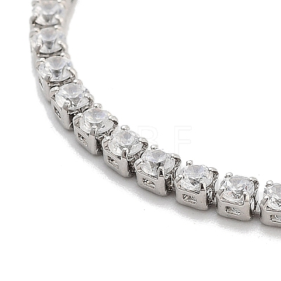 Brass Pave Clear Cubic Zirconia Flat Round Box Chain Slider Bracelets BJEW-B094-12A-P-1