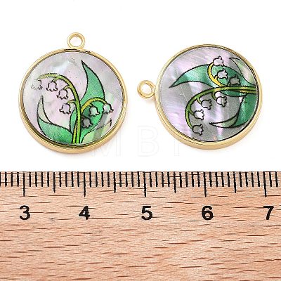 Alloy Pave Shell Flat Round Pendants FIND-C073-01G-01-1