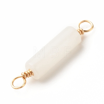 Natural White Jade Connector Charms PALLOY-JF01454-07-1