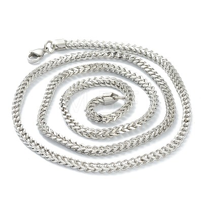 304 Stainless Steel Wheat Chain Necklaces NJEW-I245-08C-P-1