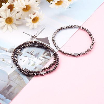 Electroplate Faceted Round Glass Beaded Bracelets BJEW-JB06125-1