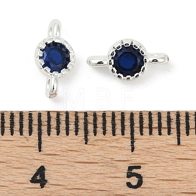 Brass Cubic Zirconia Flat Round Connector Charms KK-H204-02S-03-1