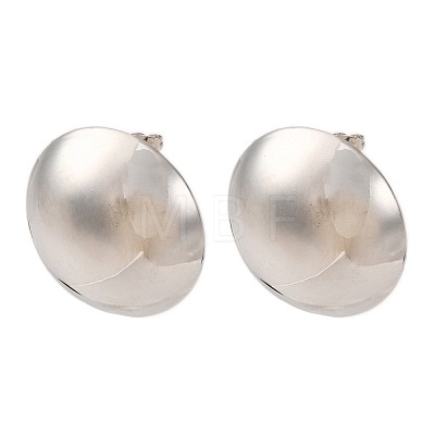 Brass Half Round Stud Earrings EJEW-Z125-01P-1