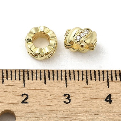 Rack Plating Brass Micro Pave Cubic Zirconia European Beads KK-F866-10G-1