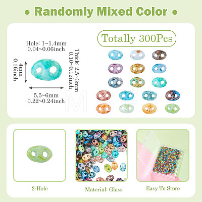 300Pcs Picasso Glass Seed Beads EGLA-TA0013-75-1