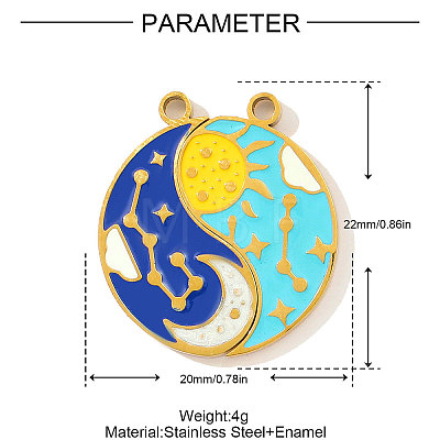 304 Stainless Steel Enamel Pendants STAS-OY003-25G-1