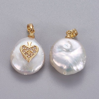 Natural Cultured Freshwater Pearl Pendants KK-L187-11G-1