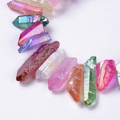 Electroplated Natural Quartz Crystal Beads Strands G-I345-01-1