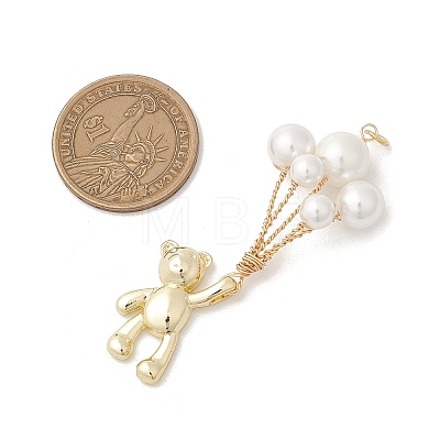 Alloy & Shell Pearl Copper Wire Wrapped Big Pendants PALLOY-JF04808-02-1