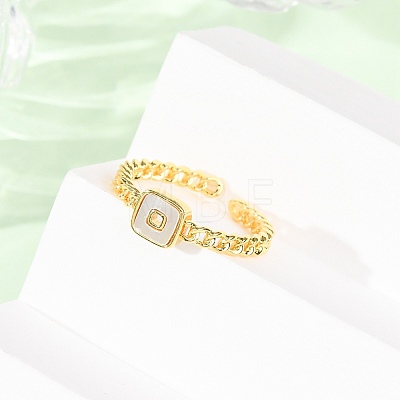 Brass Shell Open Cuff Rings for Women RJEW-K309-38G-1