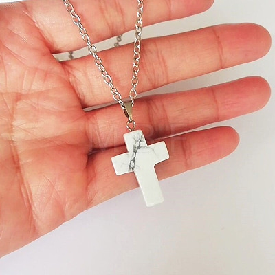 Synthetic Howlite Cross Pendant Necklace FS-WGC9DE4-10-1-1
