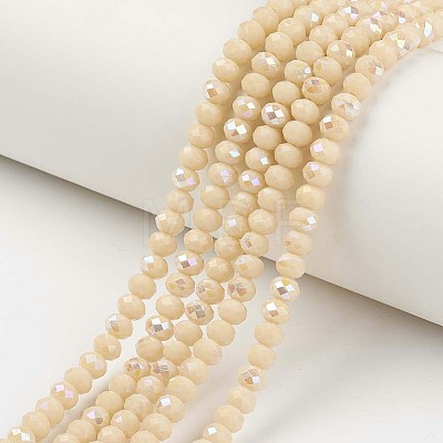 Electroplate Opaque Solid Color Glass Beads Strands X1-EGLA-A034-P6mm-L14-1