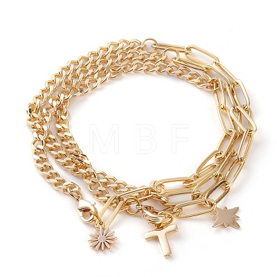 Brass Charm Bracelets Sets BJEW-JB05830-1