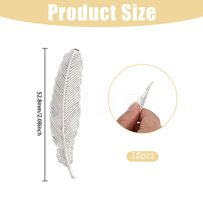 20Pcs Feather Shape Brass Brooch JEWB-CO0001-01S-1