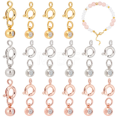   30 Sets 3 Colors Brass Spring Ring Clasps and Silicone Beads KK-PH0004-79-1