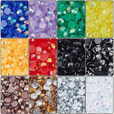 Olycraft 2 Boxes 2 Colors Pointed Back Resin Rhinestone Cabochons MRMJ-OC0003-04-1