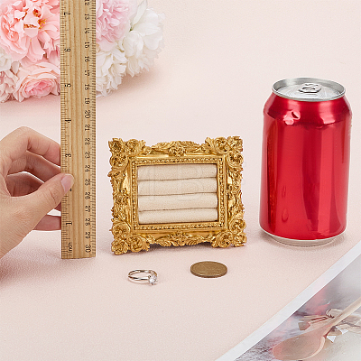 Vintage Resin with Cloth Ring Display Gold Photo Frame Stands RDIS-WH0016-19B-1