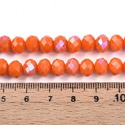 Electroplate Opaque Solid Color Glass Beads Strands EGLA-A034-P8mm-L29-1