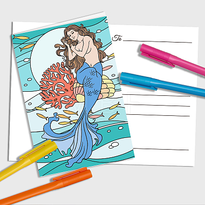 AHADERMAKER 1 Set Coloring Paper Greeting Cards Sets AJEW-GA0007-13-1