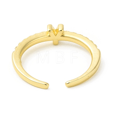 Clear Cubic Zirconia Initial Letter Open Cuff Ring RJEW-H120-09G-Y-1