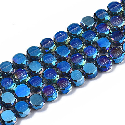 Electroplate Transparent Glass Beads Strands EGLA-Q125-001-1
