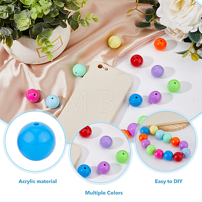DICOSMETIC 120Pcs 12 Colors Opaque Acrylic Beads MACR-DC0001-07-1