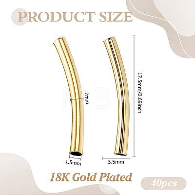 40Pcs Brass Curved Tube Beads KK-PH0015-17B-1