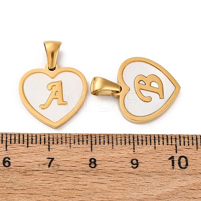 Natural Shell Heart with Initial Letter Pendants STAS-I353-03G-1