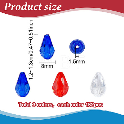 396Pcs 3 Colors Transparent Acrylic Beads TACR-PH0002-05-1