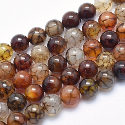 Natural Dragon Veins Agate Beads Strands G-K256-62-10mm-1