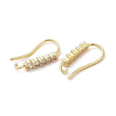 Brass Micro Pave Clear Cubic Zirconia Earring Hooks X-ZIRC-Q201-09G-1