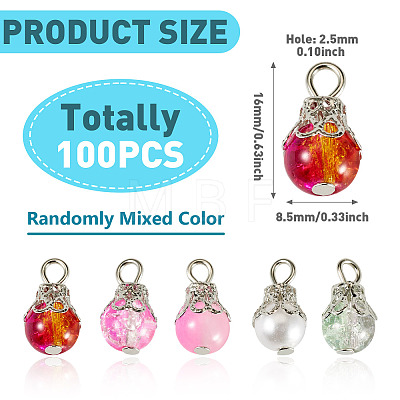 100Pcs Mixed Styles Glass Pendants PALLOY-TADJ00006-1