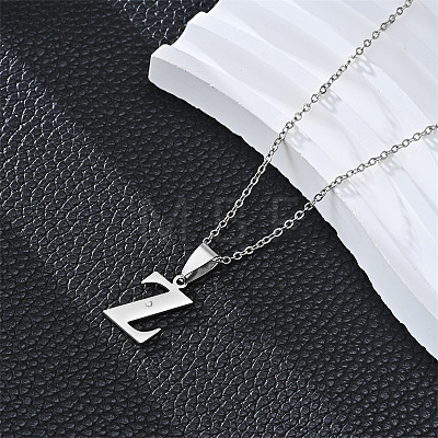 201 Stainless Steel Crystal Rhinestone Initial Pendant Necklaces FS-WG28760-20-1