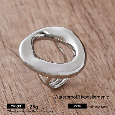Irregular 304 Stainless Steel Cuff Open Rings for Women AJ8758-2-1