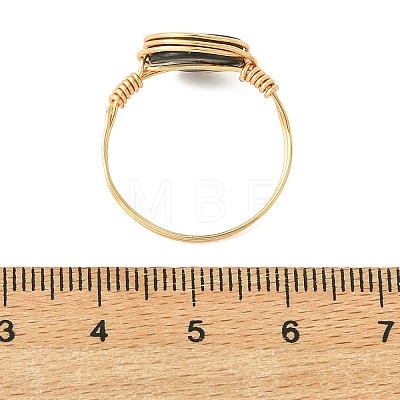 Oval Abalone Shell/Paua Shell Finger Rings RJEW-JR01032-1