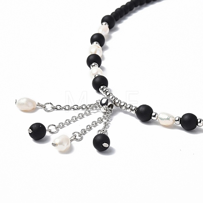 Natural Pearl & Gemstone/Glass Beaded Necklaces NJEW-F302-02-1