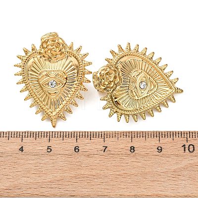 Valentine's Day 304 Stainless Steel Rhinestone Stud Earrings for Women EJEW-L315-02G-1