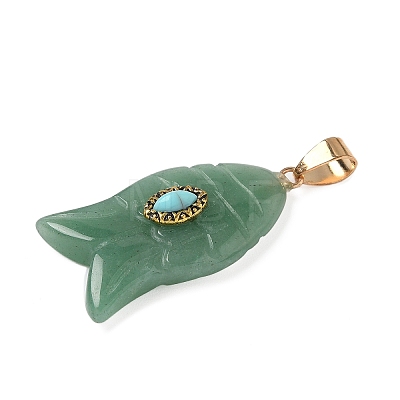Natural Green Aventurine & Synthetic Turquoise Carved Pendants G-Z084-01G-04-1
