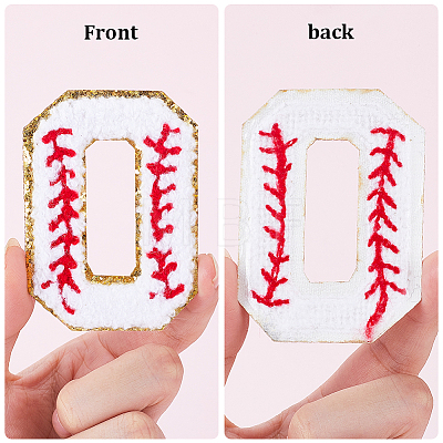 Gorgecraft 11Pcs Number 0~9 & Flat Tennis Shaped Towel Embroidery Style Cotton Iron on/Sew on Patches DIY-GF0008-57-1